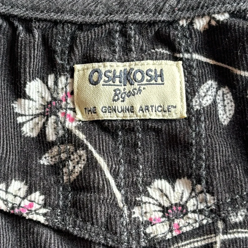 Osh Kosh vintage Overalls Girls 6 Monhs Black Corduroy With Daisy print